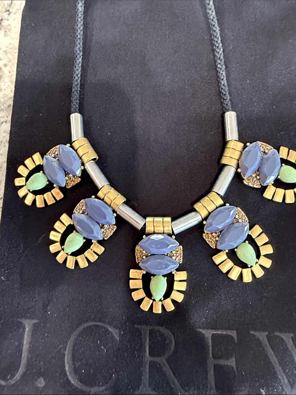 J. Crew Mixed Metal Blue/Green
Cord Statement Necklace - Picture 3 of 10